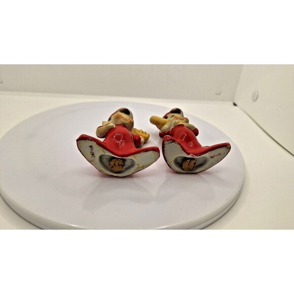 2‎ Vintage Josef-like Figurine Elves Pixies With Baseball Bat & Glove - Picture 6 of 6